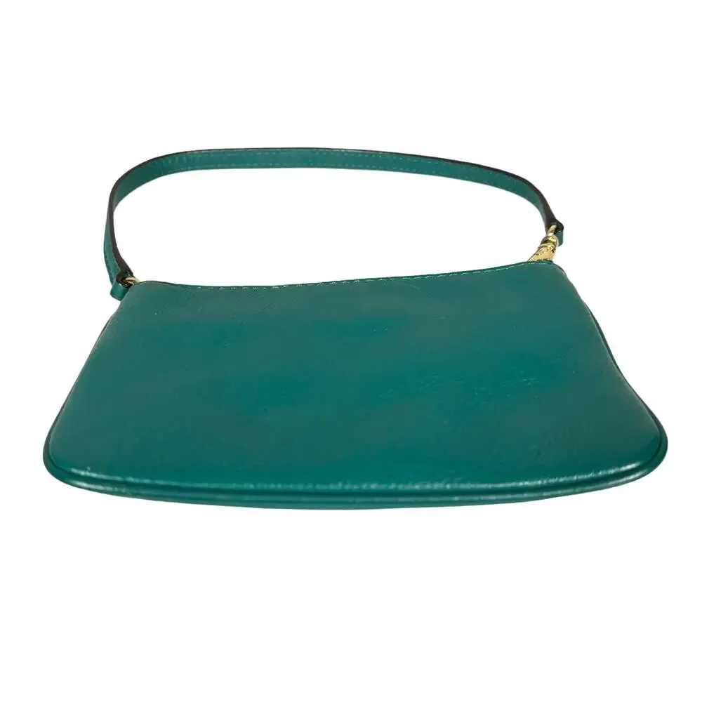 Michael Kors Fulton Leather Wristlet Deep Sea Green Pebbled Leather MK Logo - Picture 5 of 10